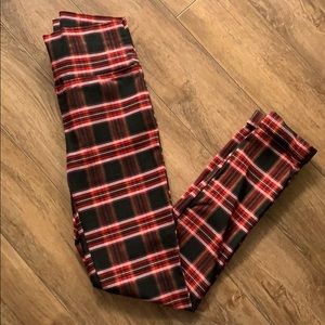 Plaid stretchy pull on skinny pants